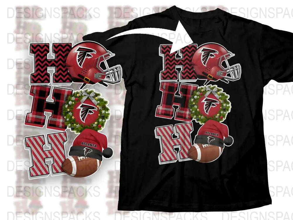Atlanta Falcons Themed T-Shirt, Football Helmet and Ball Design, Red and Black, Sports Fan Apparel