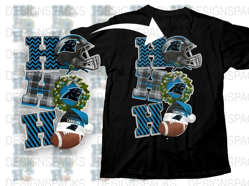 Carolina Blue and White Sports Team T-Shirt with Mascot and Football Design, Fan Apparel