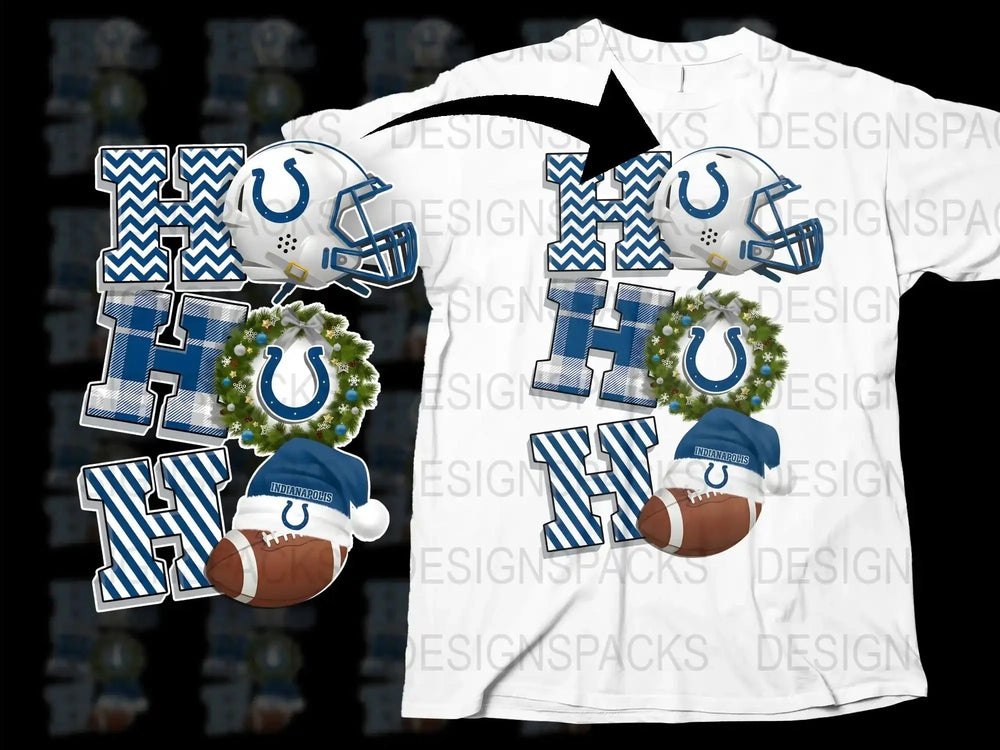 Indianapolis Football Fan T-Shirt, Chevron Pattern, Helmet and Ball Design, Men's Sports Apparel