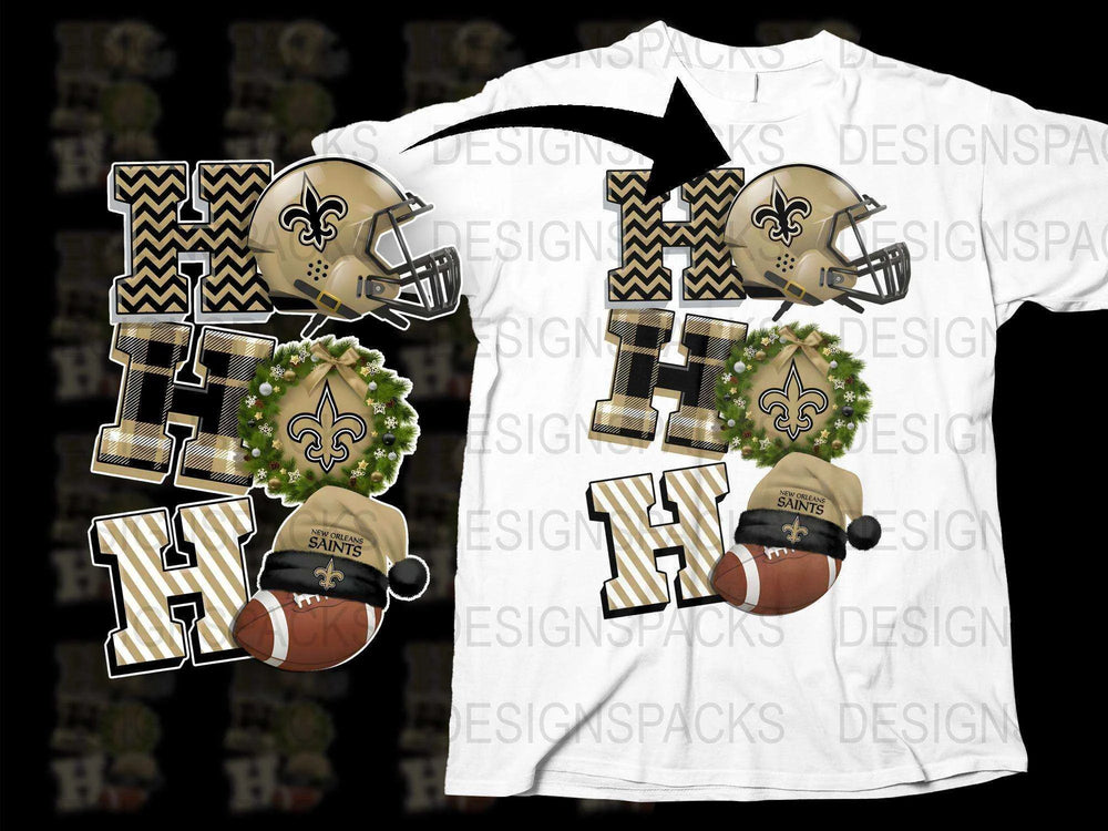 New Orleans Saints Inspired T-Shirt and Ornament Bundle, Chevron and Football Design, Great Gift for Sports Fans