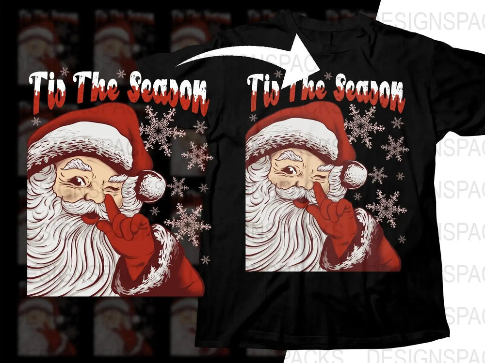 Ho Ho Ho Santa Winking Christmas Snowflakes Png Digital Download