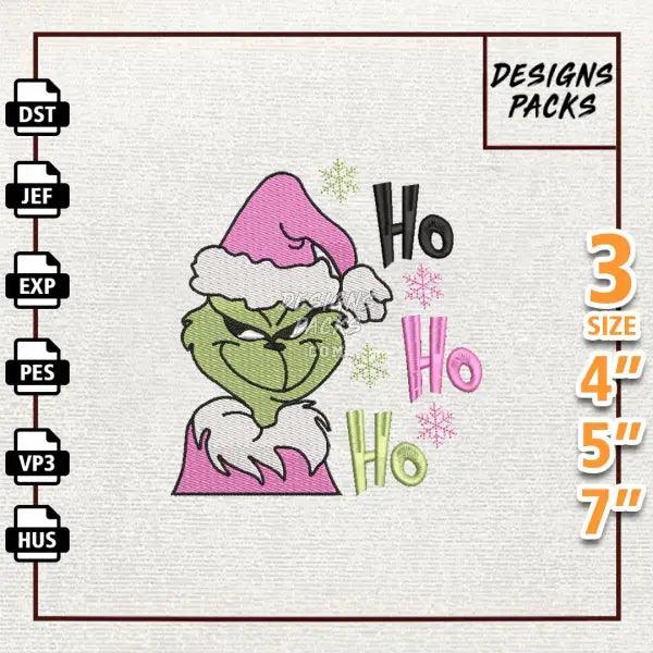 Ho Ho Ho Santa Greench Embroidery Design