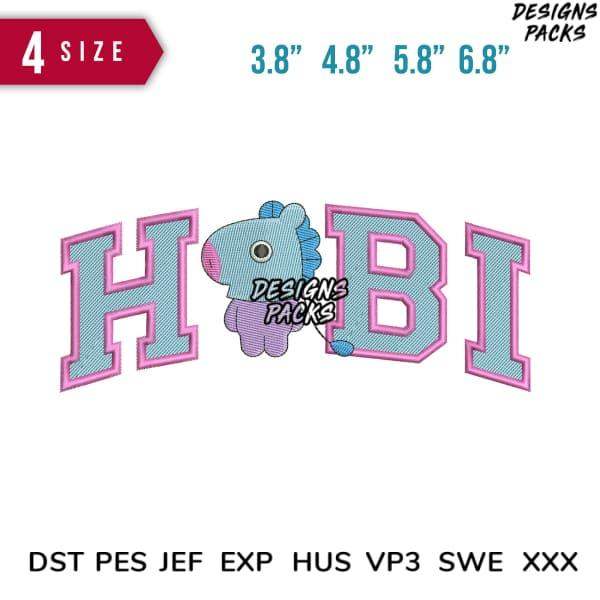 Hobi embroidery design with cute character, 4 sizes, PES DST JEF formats for instant download