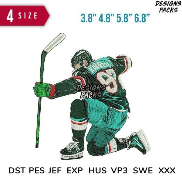 Hockey player embroidery design in 4 sizes, DST PES formats, instant download