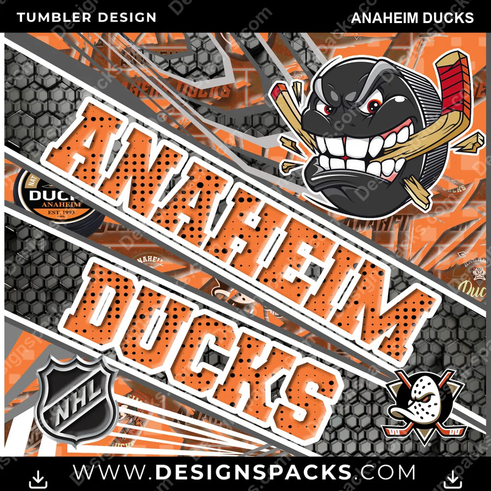 Hockey Angry Sports Anaheim Ducks NHL Hockey Tumbler Digital Wrap Design Download