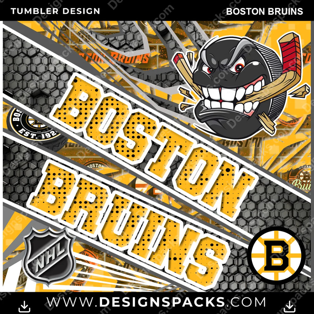 Hockey Angry Sports Boston Bruins NHL Hockey Tumbler Digital Wrap Design Download