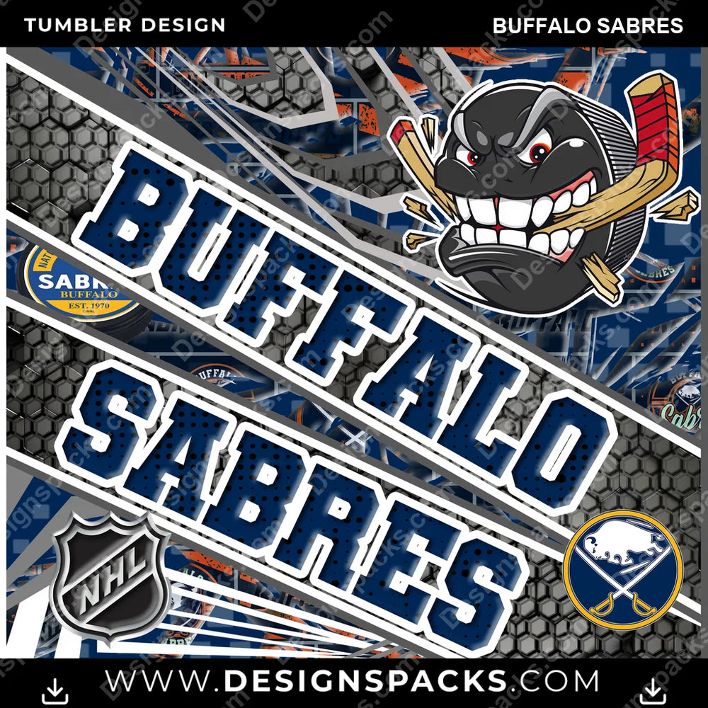 Hockey Angry Sports Buffalo Sabres NHL Hockey Tumbler Digital Wrap Design Download