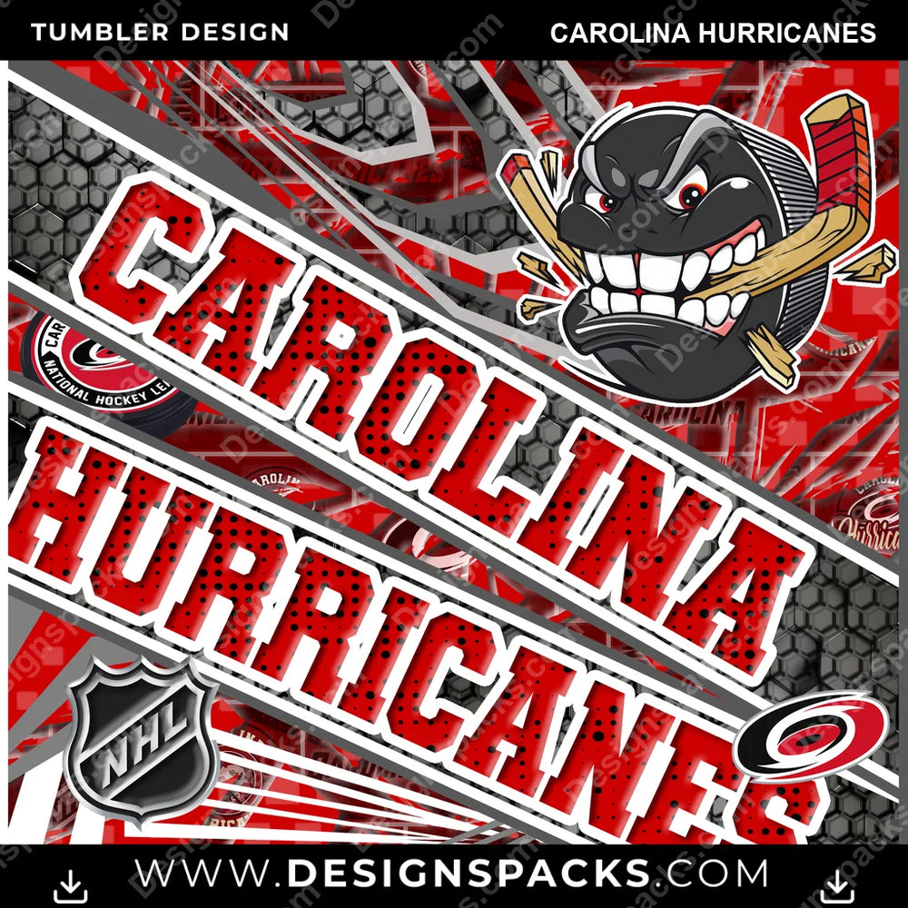 Hockey Angry Sports Carolina Hurricanes NHL Hockey Tumbler Digital Wrap Design Download