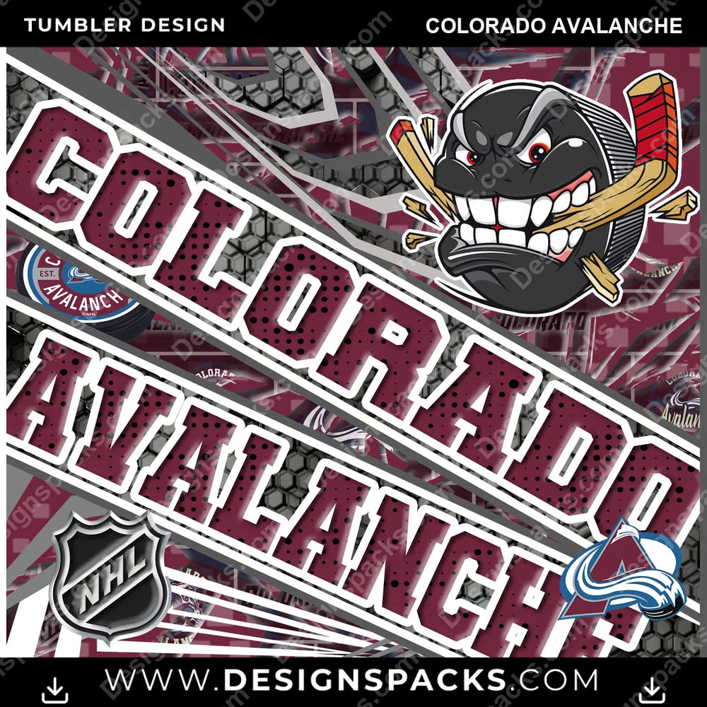Hockey Angry Sports Colorado Avalanche NHL Hockey Tumbler Digital Wrap Design Download