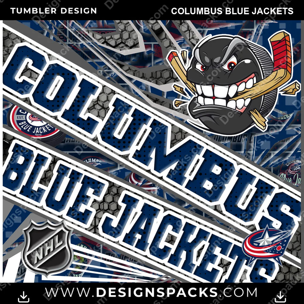 Hockey Angry Sports Columbus Blue Jackets NHL Hockey Tumbler Digital Wrap Design Download