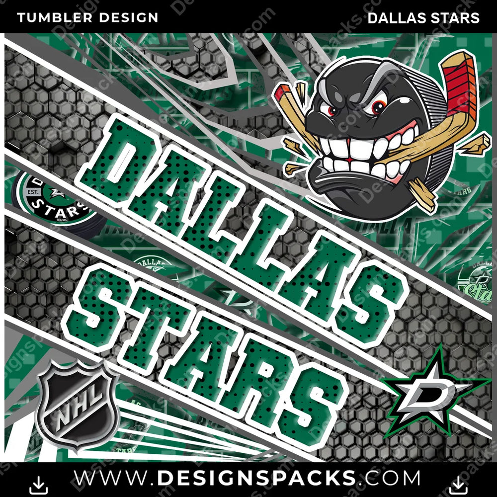 Hockey Angry Sports Dallas Stars NHL Hockey Tumbler Digital Wrap Design Download