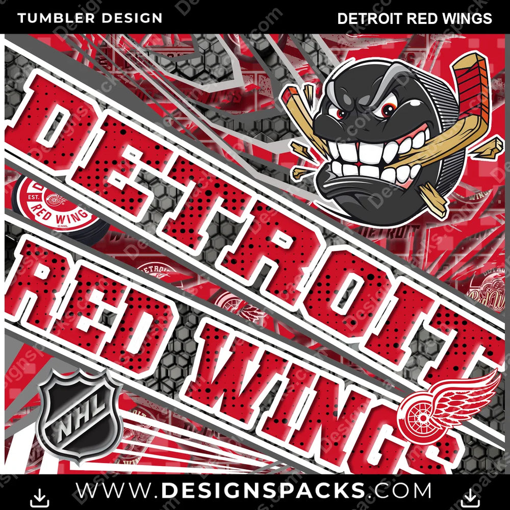 Hockey Angry Sports Detroit Red Wings NHL Hockey Tumbler Digital Wrap Design Download