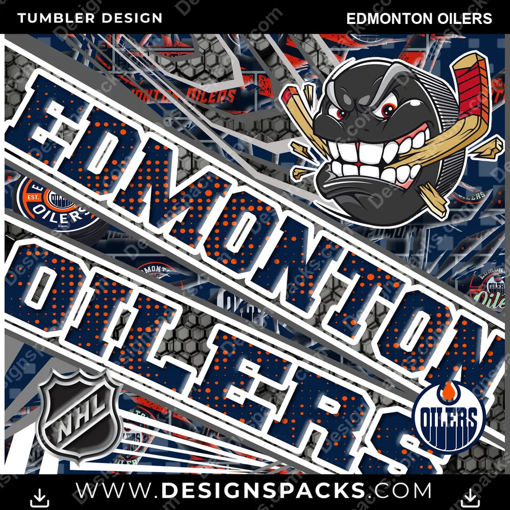 Hockey Angry Sports Edmonton Oilers NHL Hockey Tumbler Digital Wrap Design Download