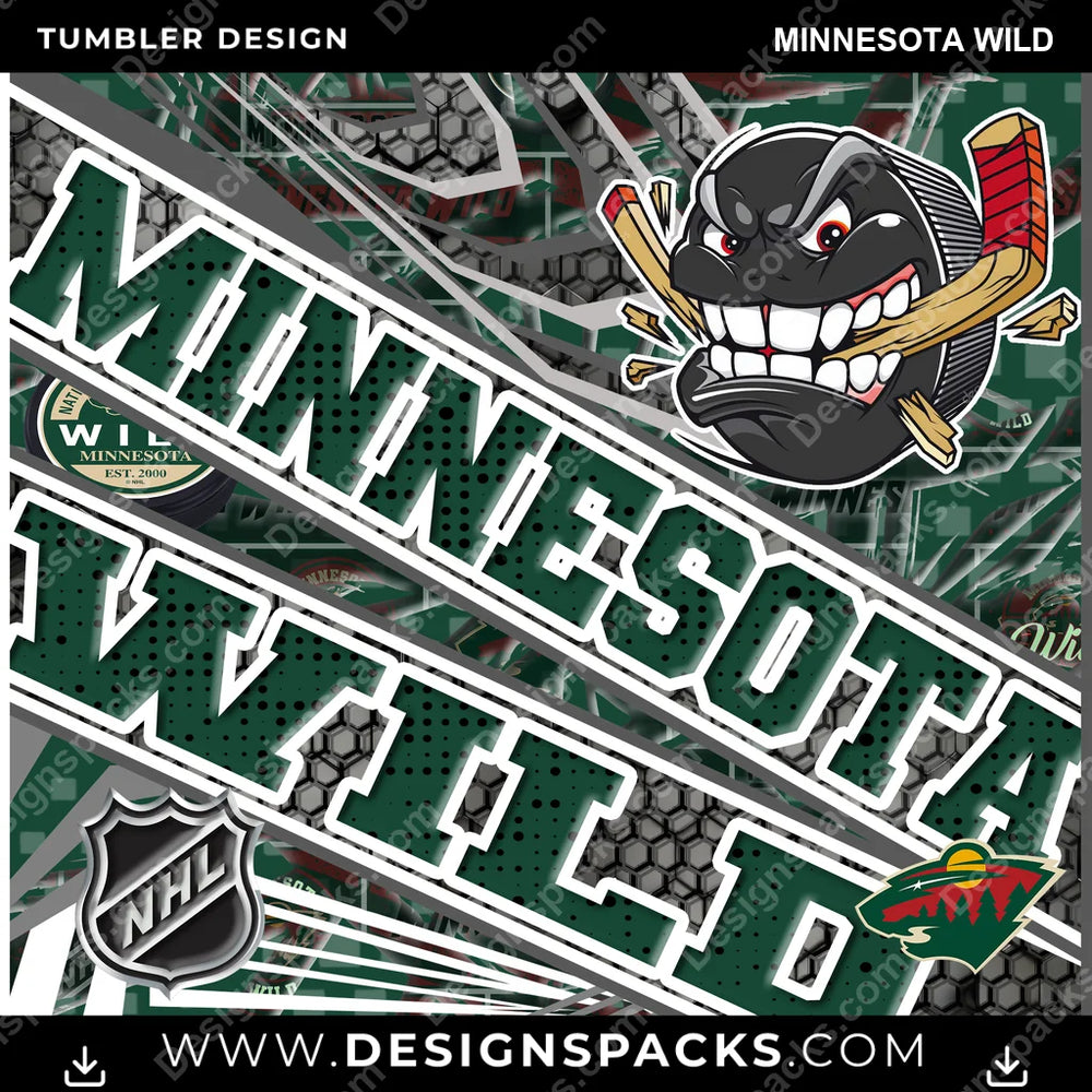 Hockey Angry Sports Minnesota Wild NHL Hockey Tumbler Digital Wrap Design Download