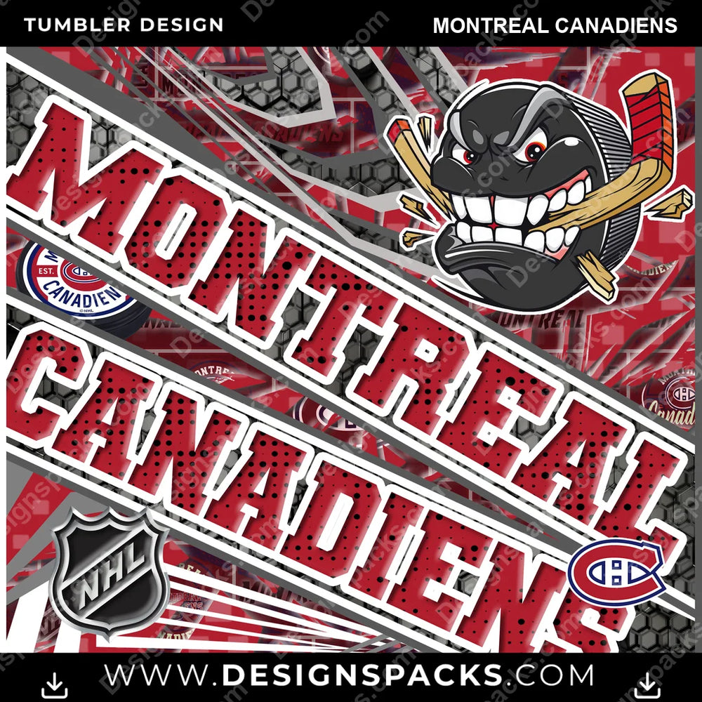 Hockey Angry Sports Montreal Canadiens NHL Hockey Tumbler Digital Wrap Design Download