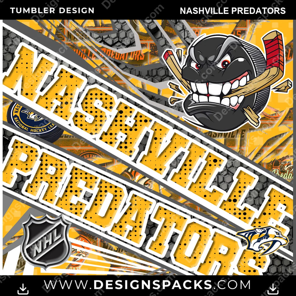 Hockey Angry Sports Nashville Predators NHL Hockey Tumbler Digital Wrap Design Download
