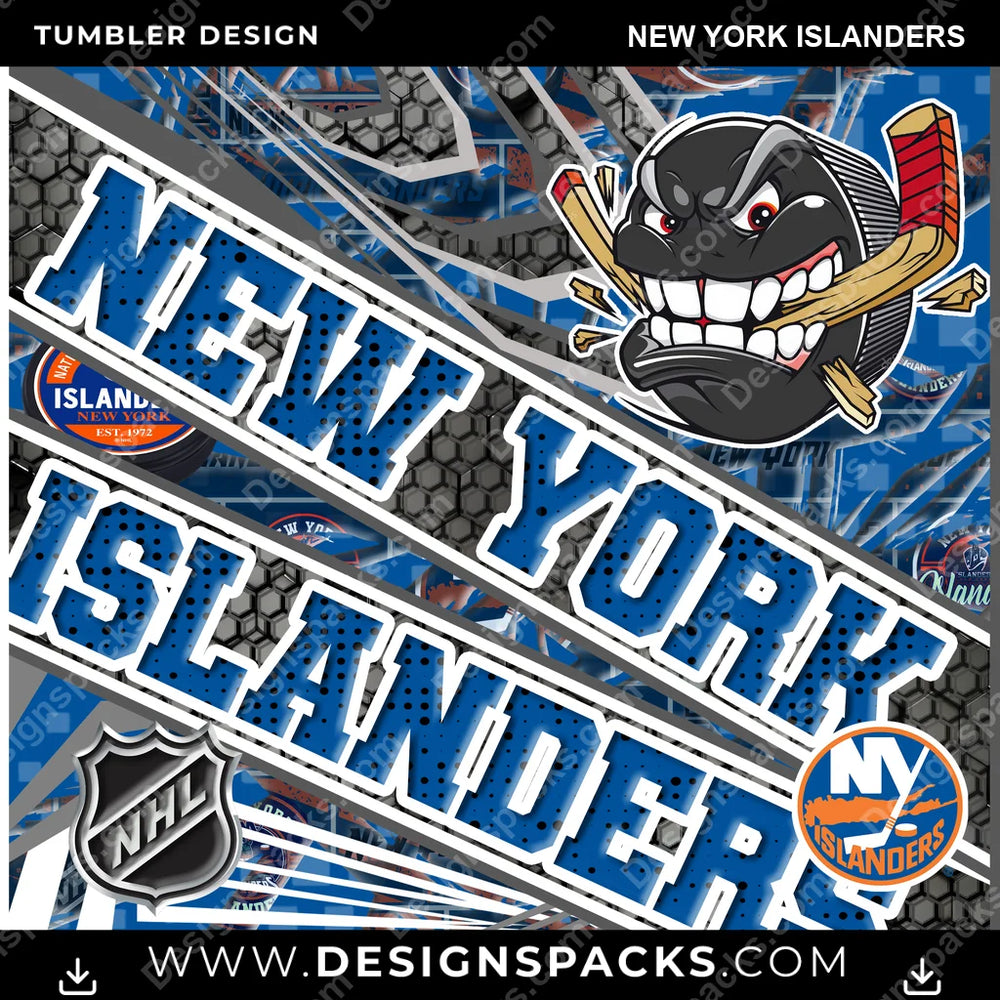 Hockey Angry Sports New York Islanders NHL Hockey Tumbler Digital Wrap Design Download