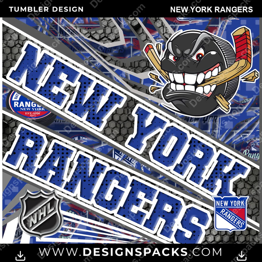 Hockey Angry Sports New York Rangers NHL Hockey Tumbler Digital Wrap Design Download