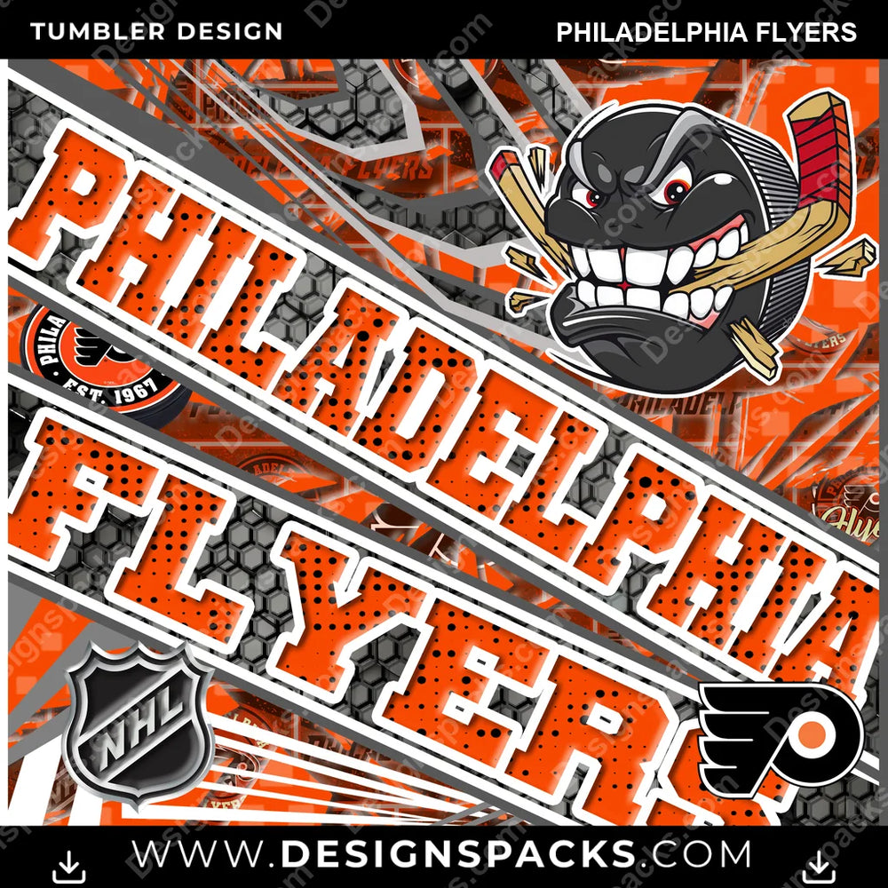 Hockey Angry Sports Philadelphia Flyers NHL Hockey Tumbler Digital Wrap Design Download