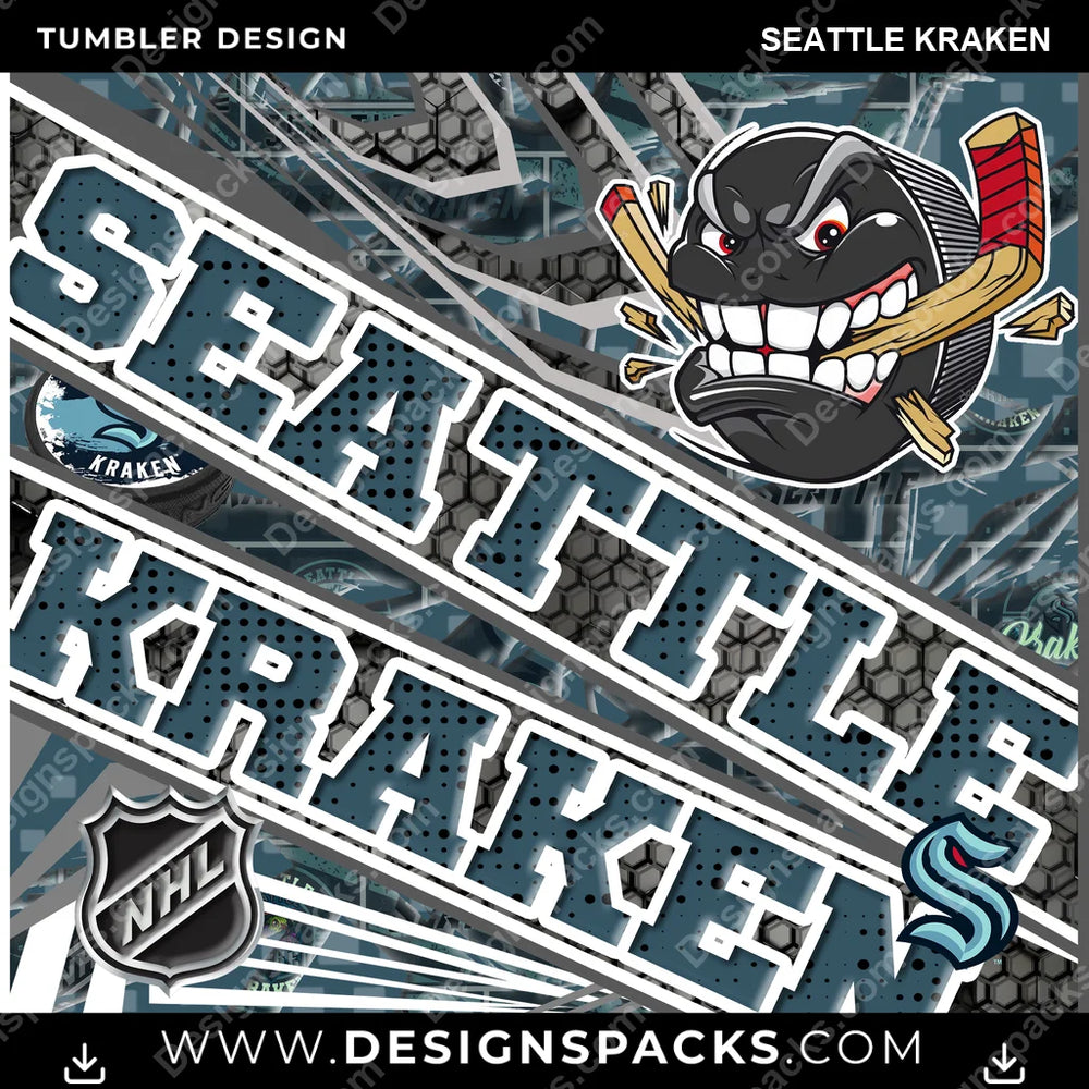 Hockey Angry Sports Seattle Kraken NHL Hockey Tumbler Digital Wrap Design Download