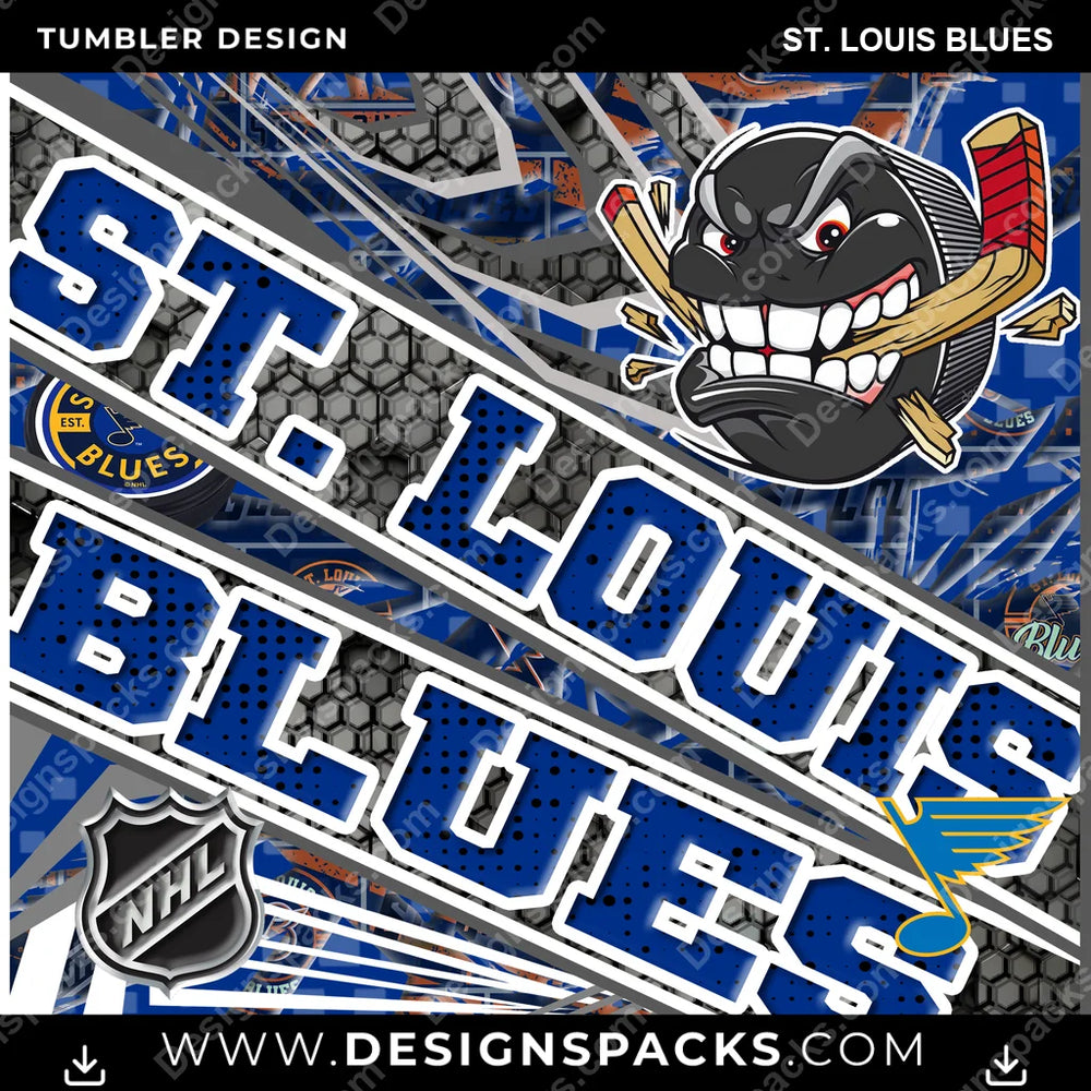 Hockey Angry Sports St. Louis Blues NHL Hockey Tumbler Digital Wrap Design Download
