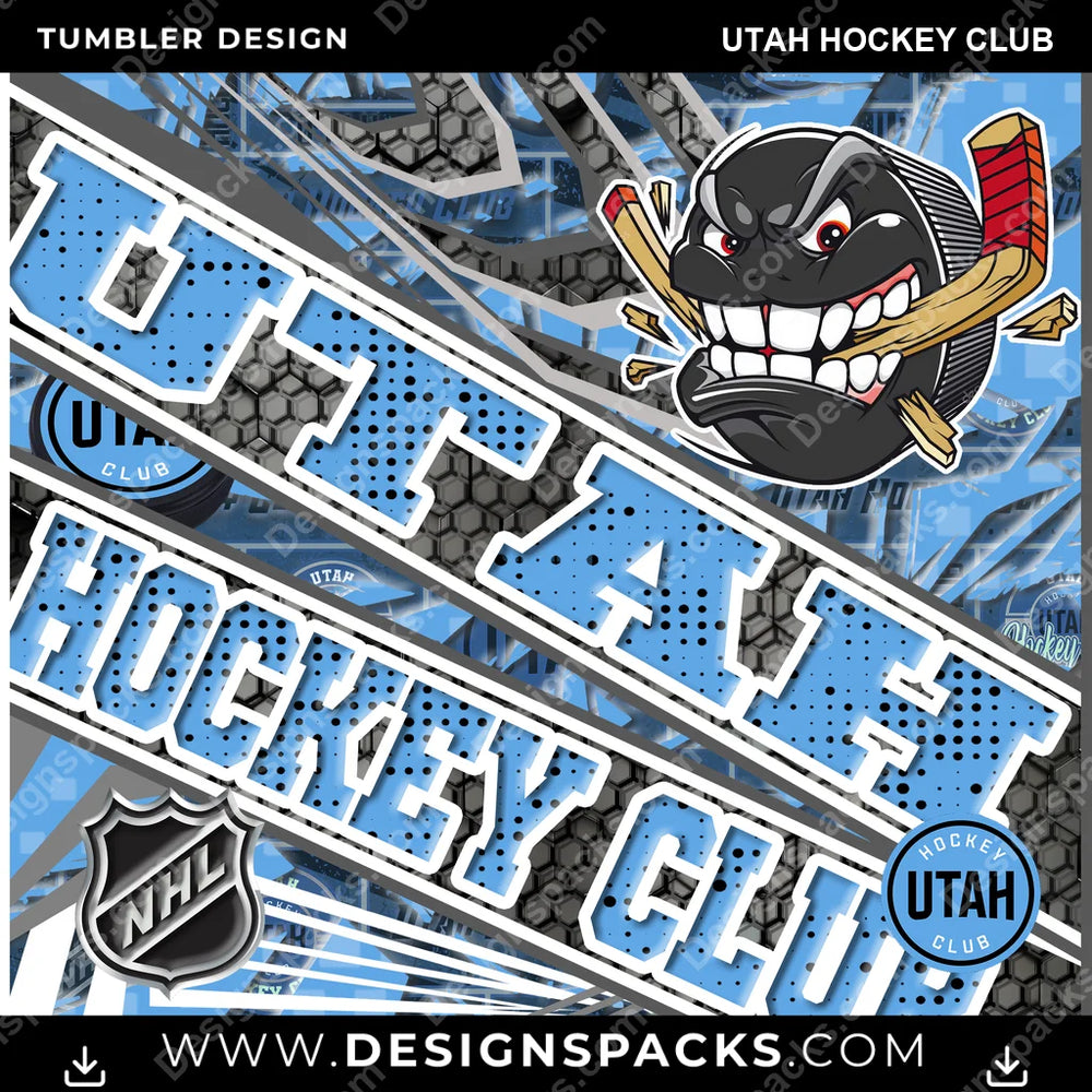 Hockey Angry Sports Utah Club NHL Hockey Tumbler Digital Wrap Design Download