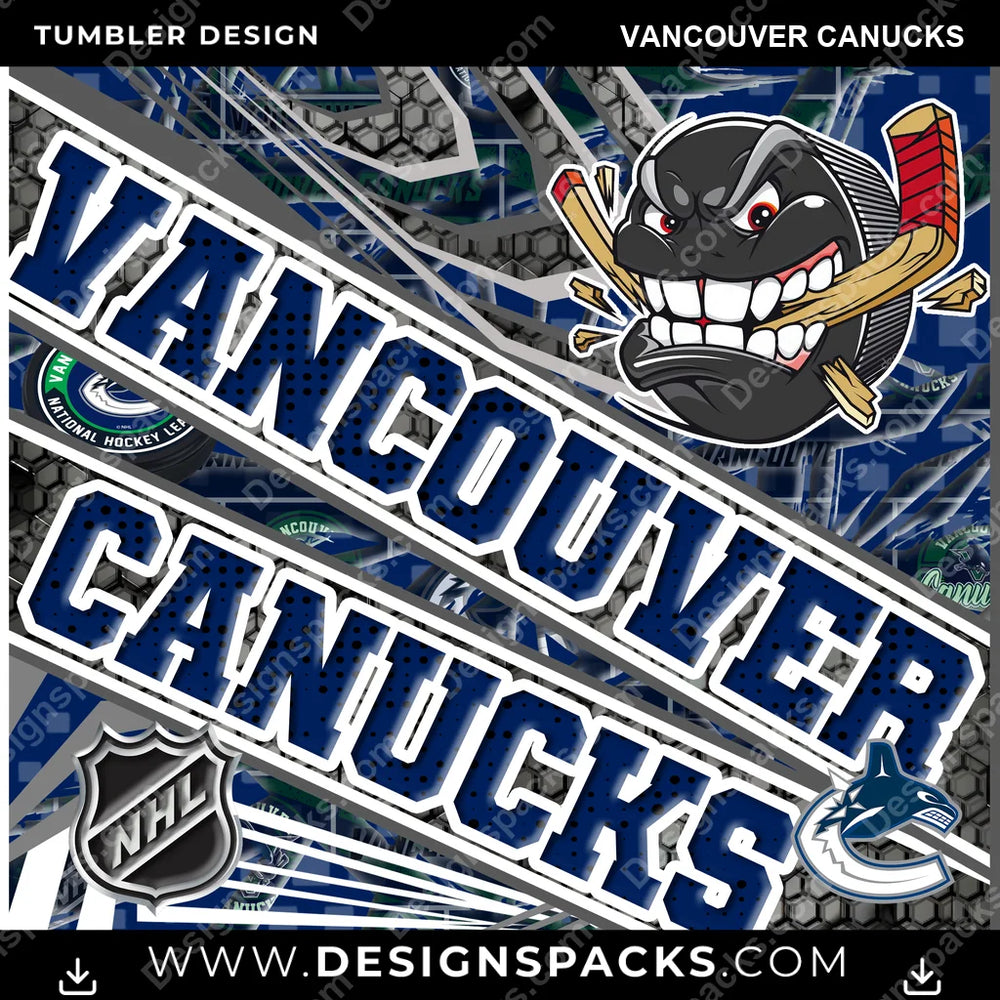 Hockey Angry Sports Vancouver Canucks NHL Hockey Tumbler Digital Wrap Design Download