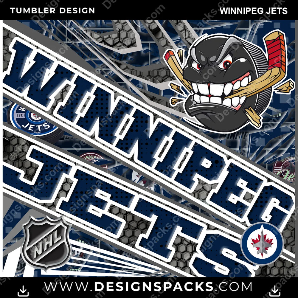 Hockey Angry Sports Winnipeg Jets NHL Hockey Tumbler Digital Wrap Design Download