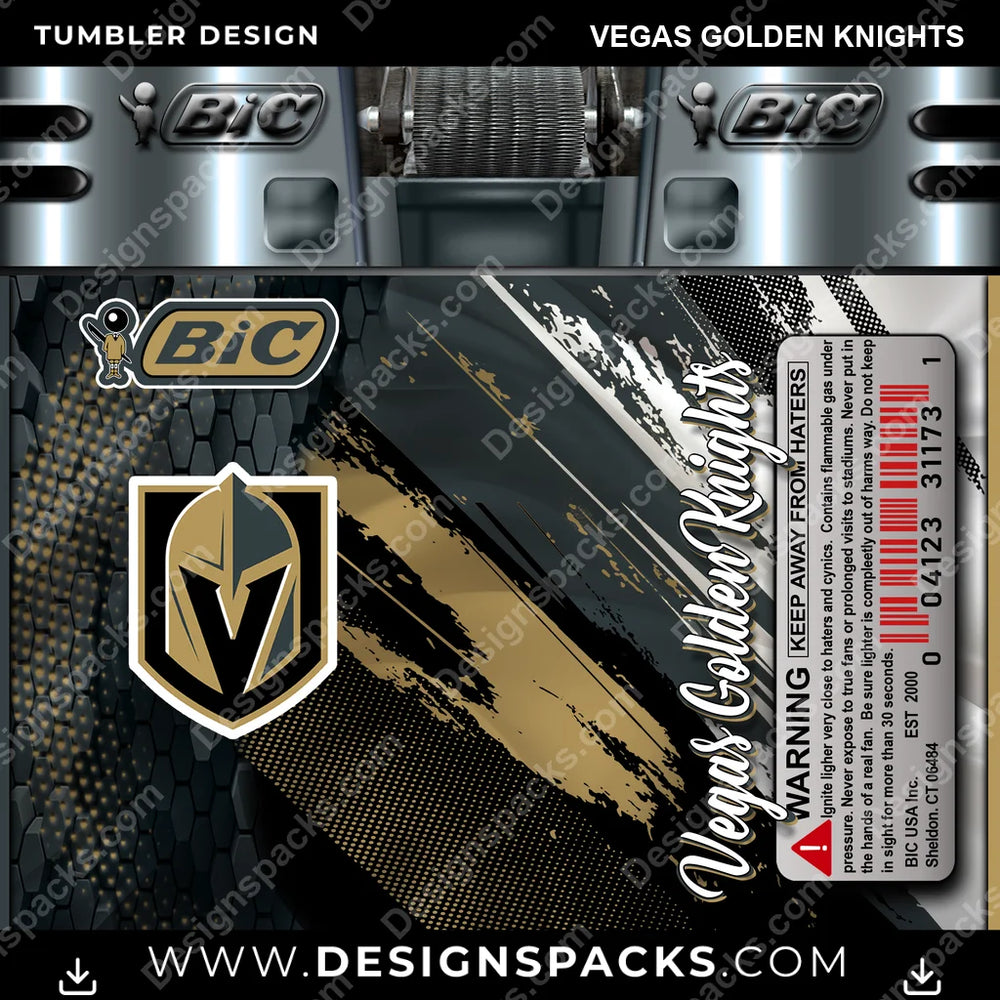 Hockey BIC Lighter Vegas Golden Knights NHL Hockey Tumbler Digital Wrap Design Download