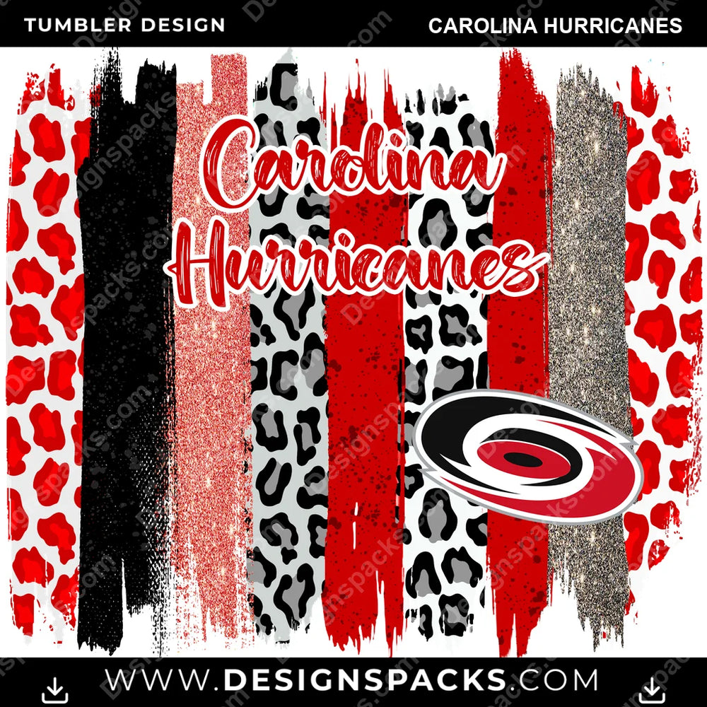 Hockey Brush Strokes Carolina Hurricanes NHL Hockey Tumbler Digital Wrap Design Download