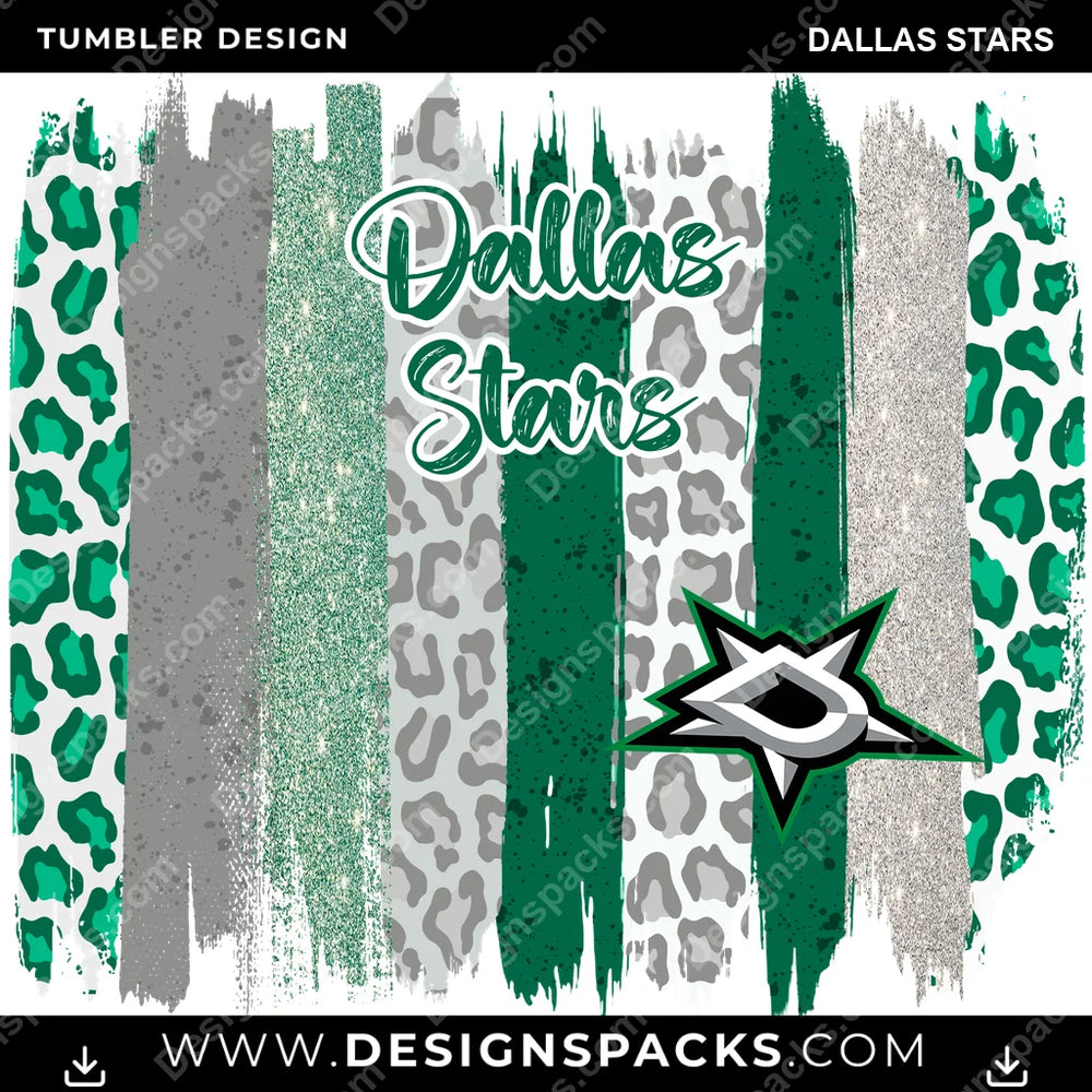 Hockey Brush Strokes Dallas Stars NHL Hockey Tumbler Digital Wrap Design Download