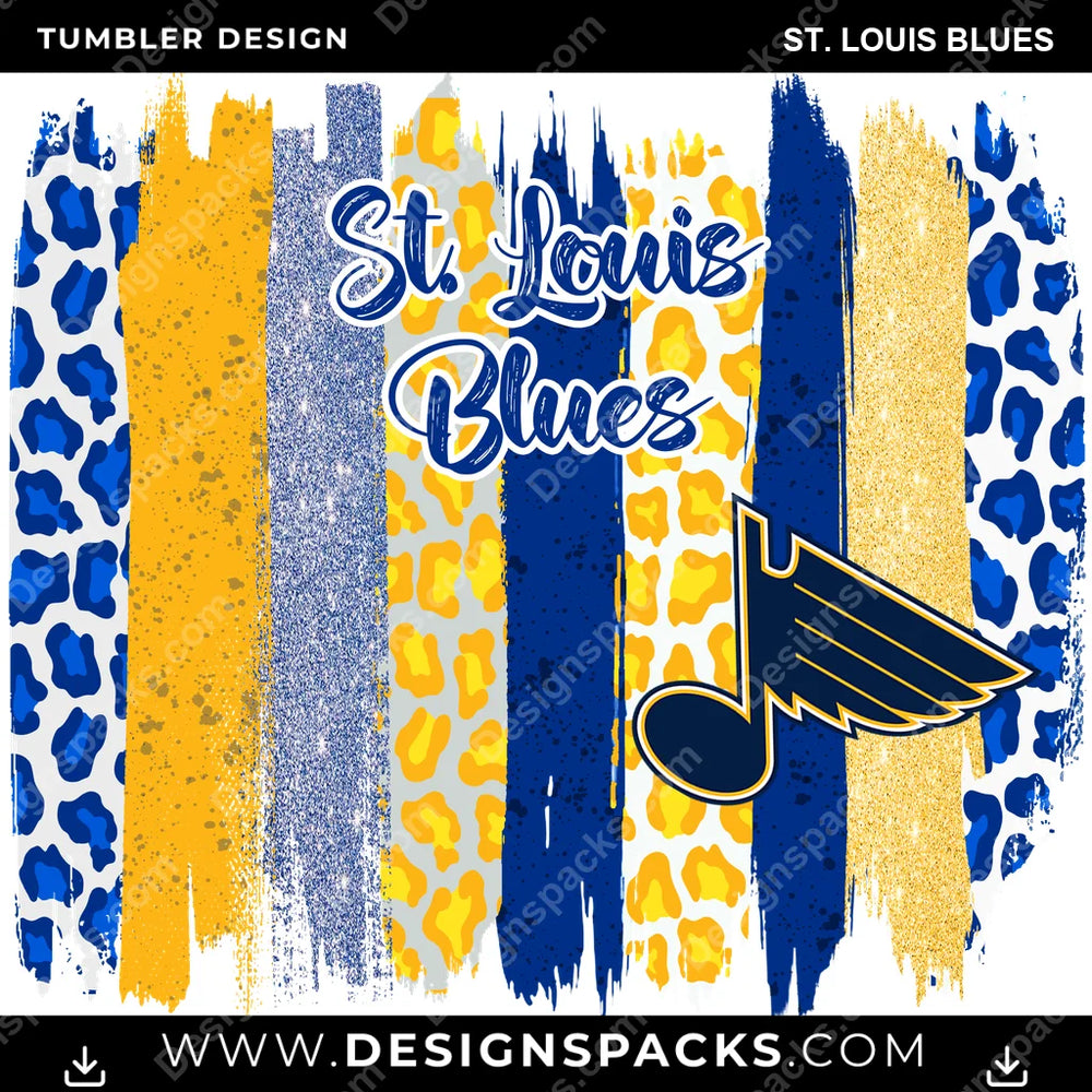 Hockey Brush Strokes St. Louis Blues NHL Hockey Tumbler Digital Wrap Design Download