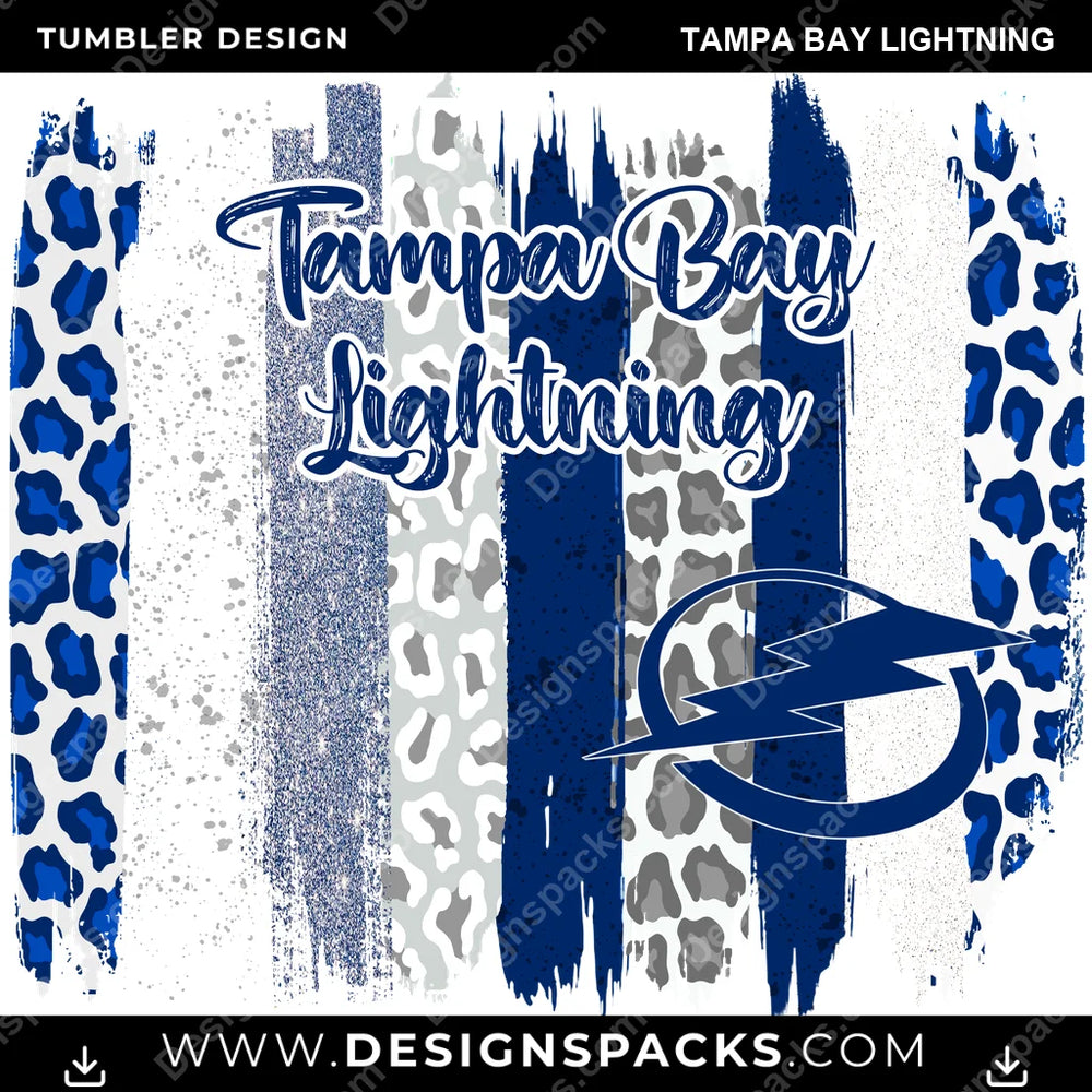 Hockey Brush Strokes Tampa Bay Lightning NHL Hockey Tumbler Digital Wrap Design Download