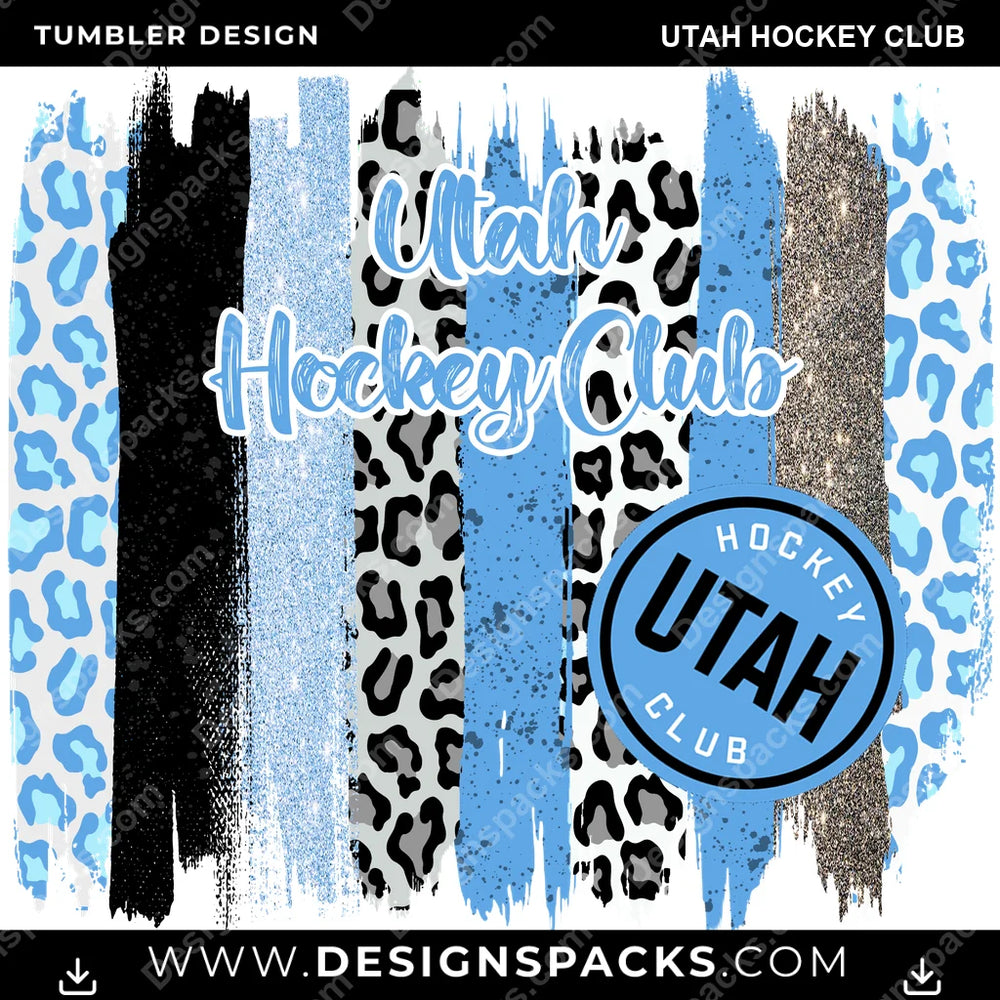 Hockey Brush Strokes Utah Club NHL Hockey Tumbler Digital Wrap Design Download