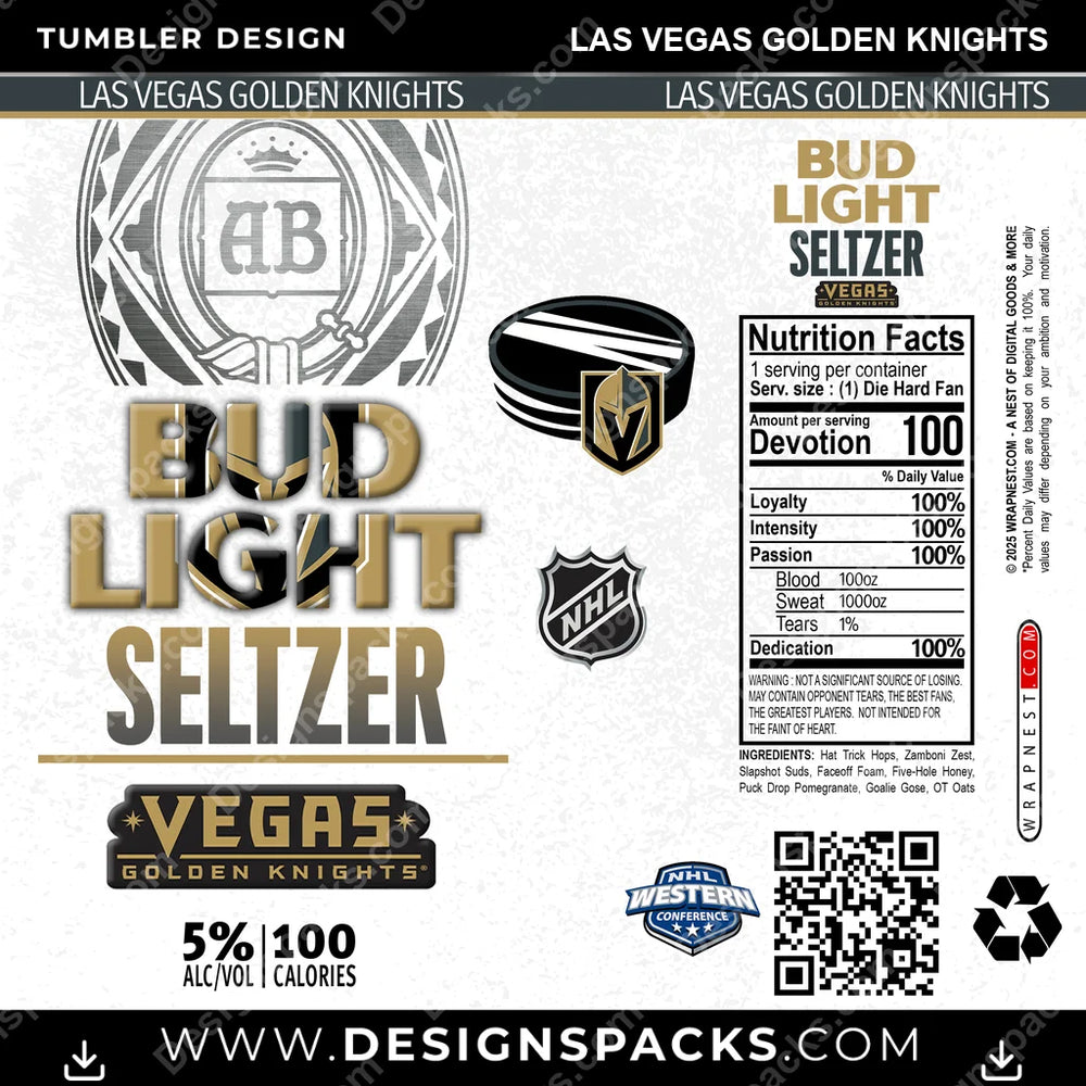 Hockey Bud Light Seltzer Las Vegas Golden Knights NHL Hockey Tumbler Digital Wrap Design Download