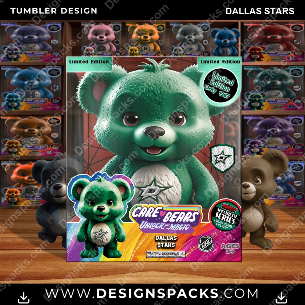 Hockey Care Bear Box Dallas Stars NHL Hockey Tumbler Digital Wrap Design Download