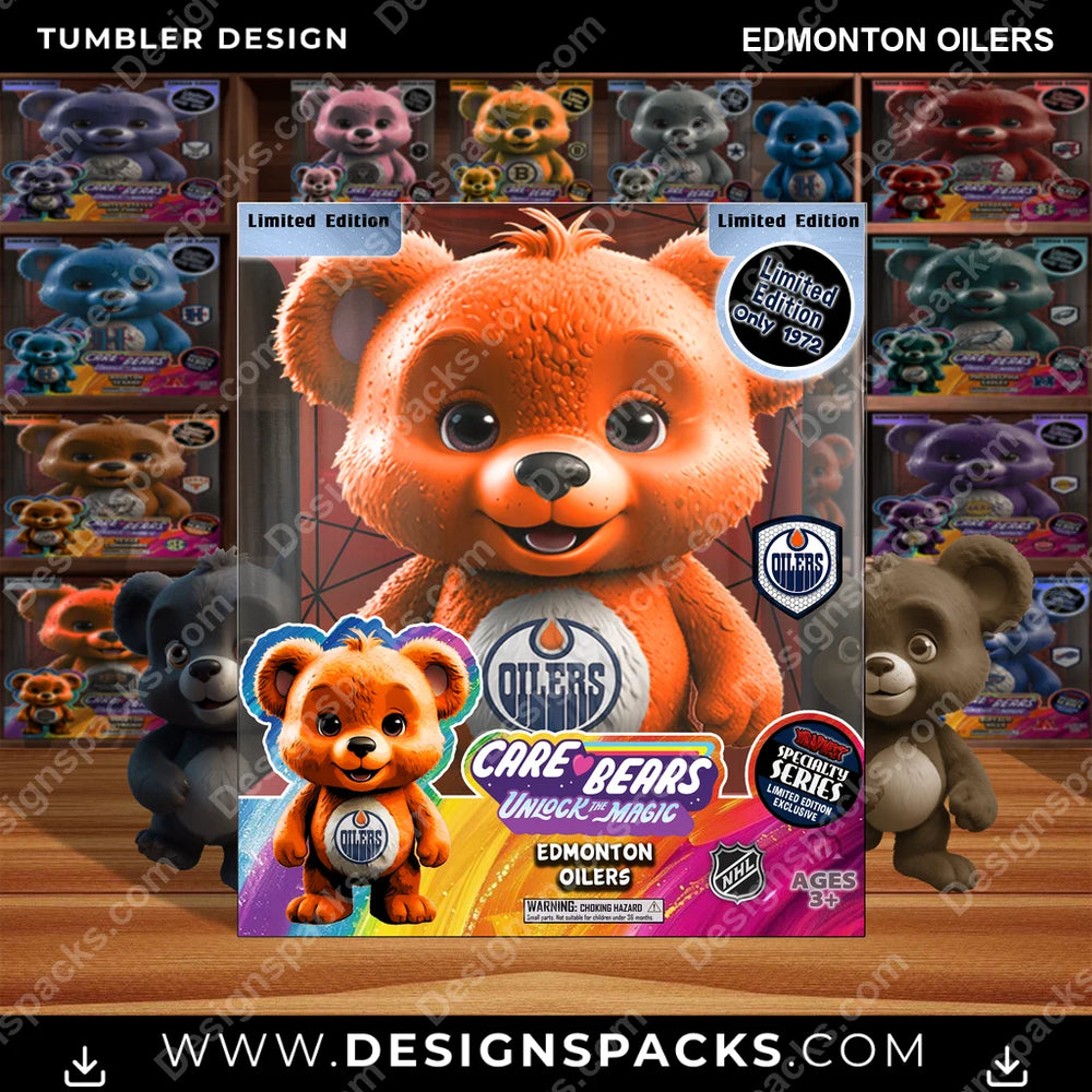 Hockey Care Bear Box Edmonton Oilers NHL Hockey Tumbler Digital Wrap Design Download