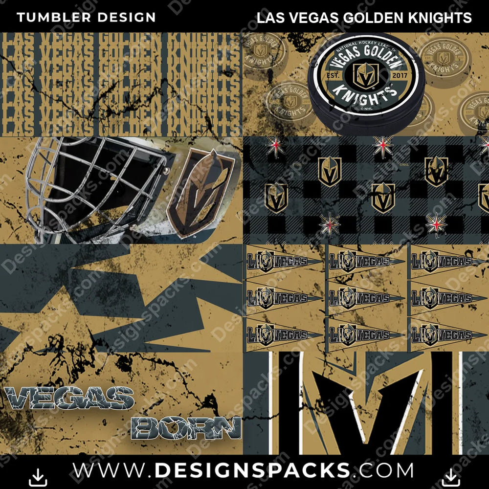 Hockey Distressed BG Las Vegas Golden Knights NHL Hockey Tumbler Digital Wrap Design Download