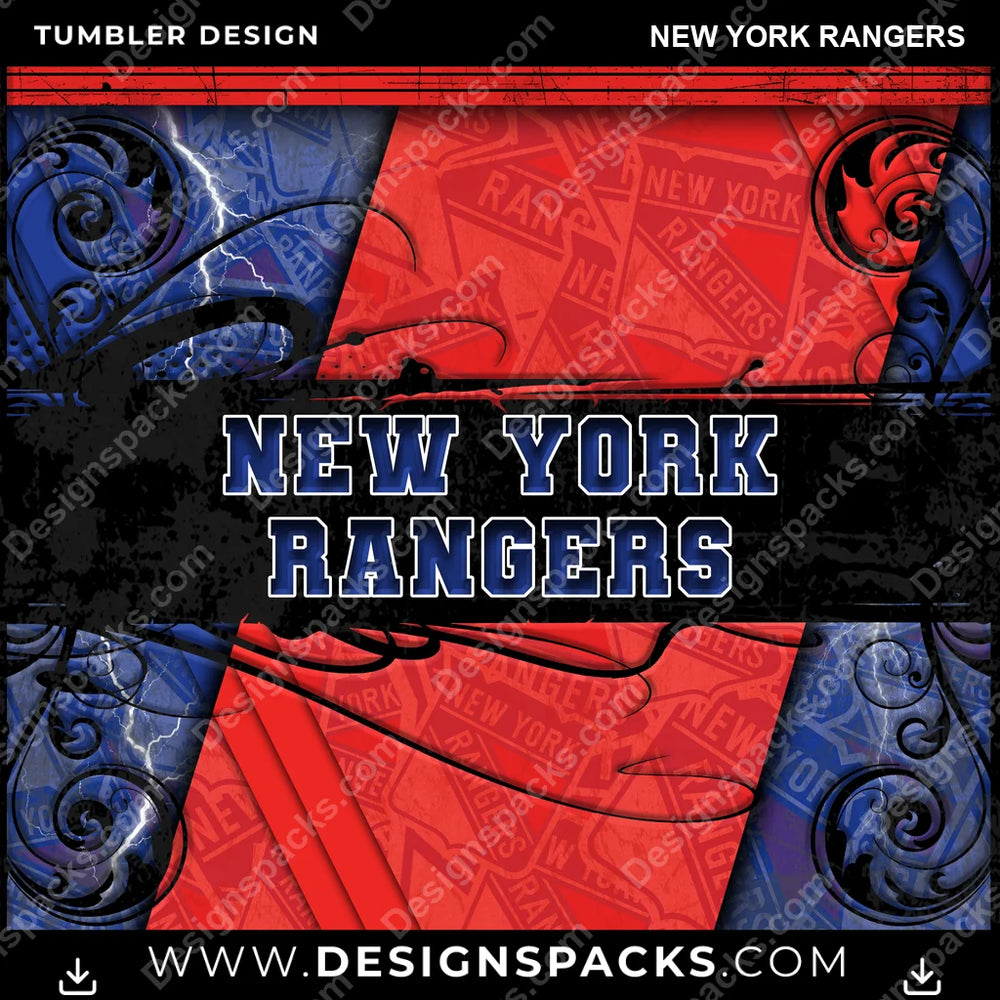Hockey Elegant New York Rangers NHL Hockey Tumbler Digital Wrap Design Download