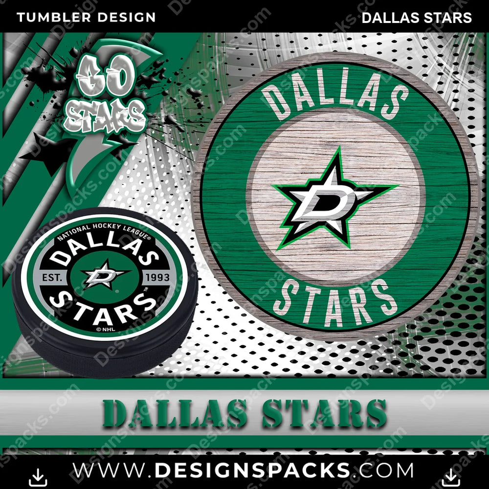 Hockey Go Team Dallas Stars NHL Hockey Tumbler Digital Wrap Design Download
