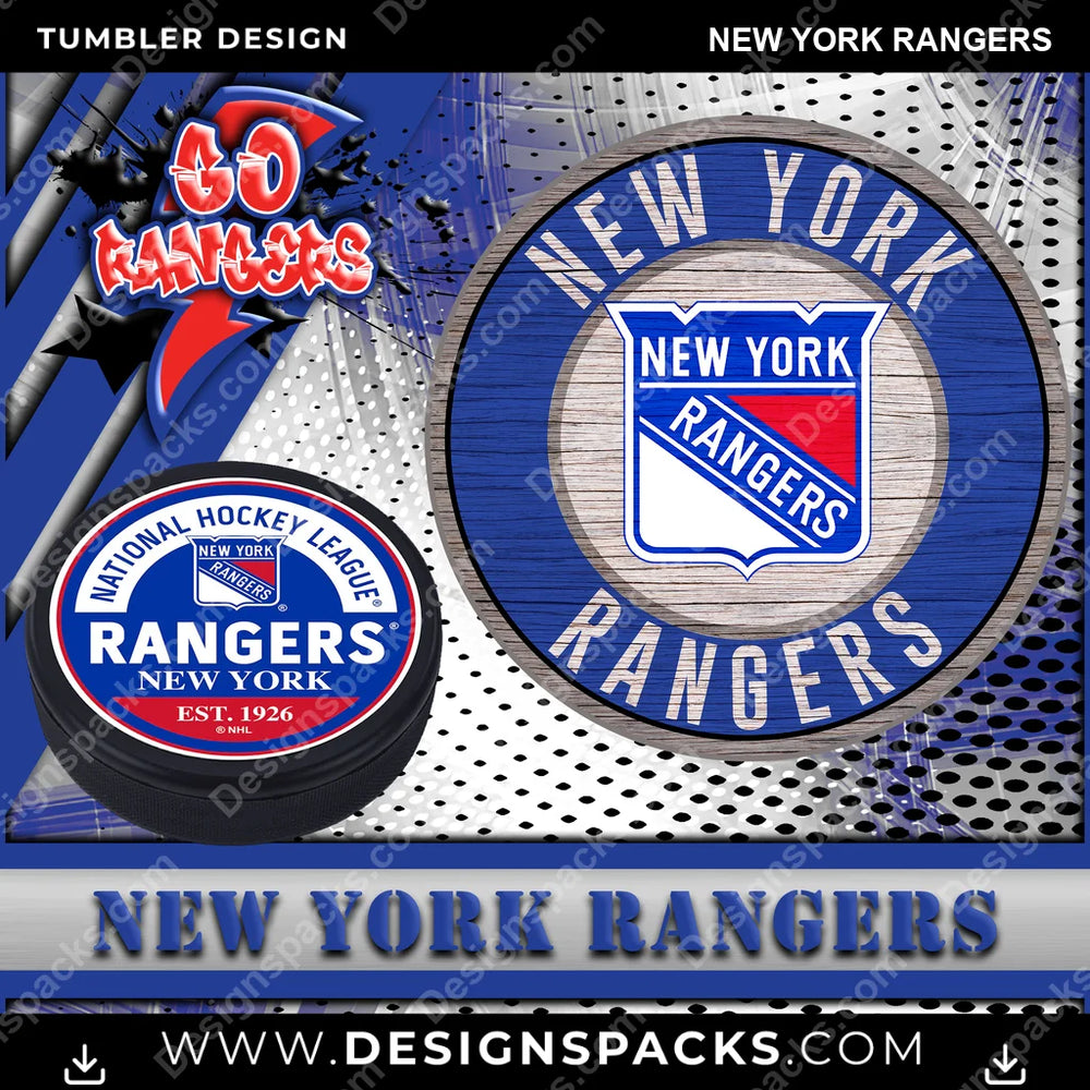Hockey Go Team New York Rangers NHL Hockey Tumbler Digital Wrap Design Download