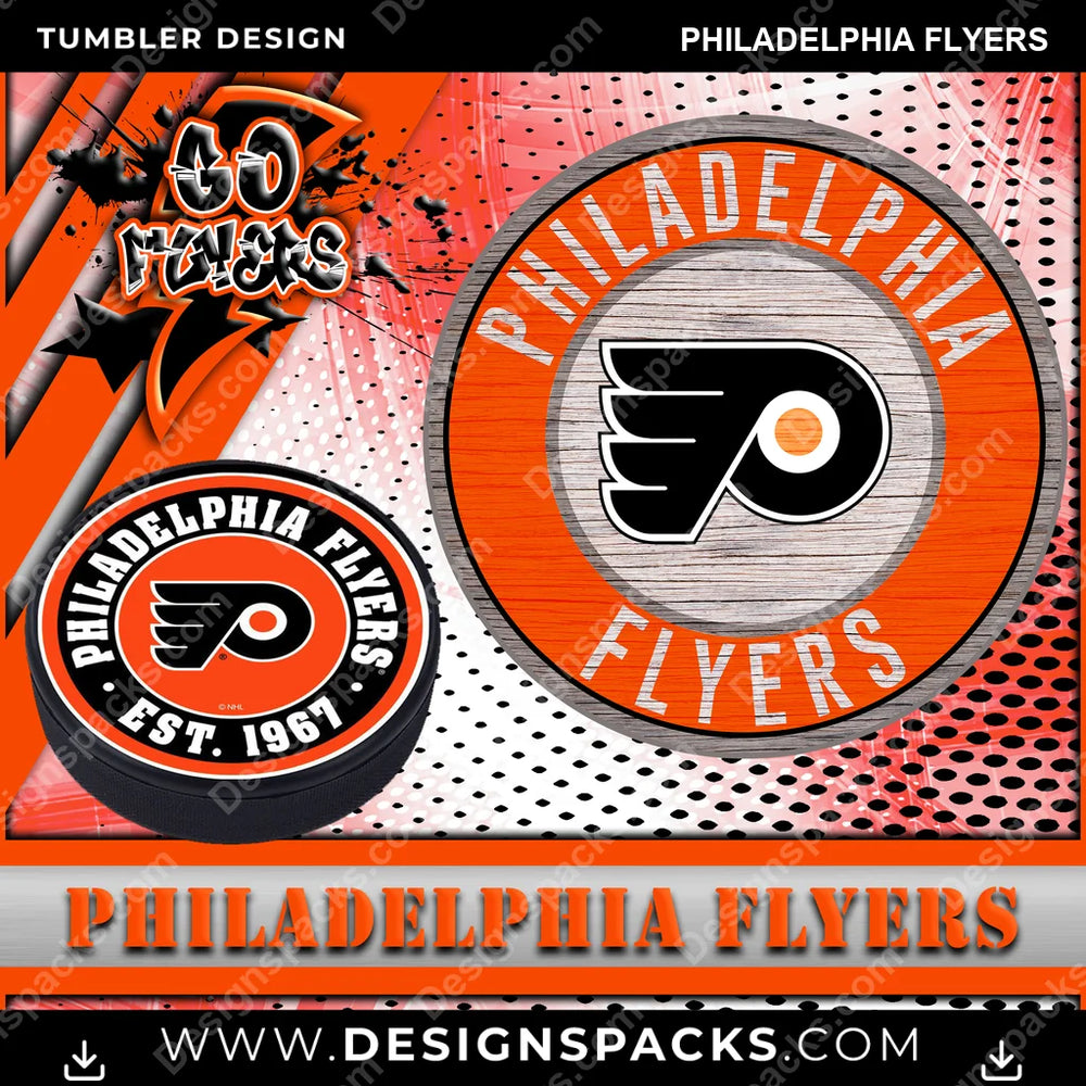 Hockey Go Team Philadelphia Flyers NHL Hockey Tumbler Digital Wrap Design Download