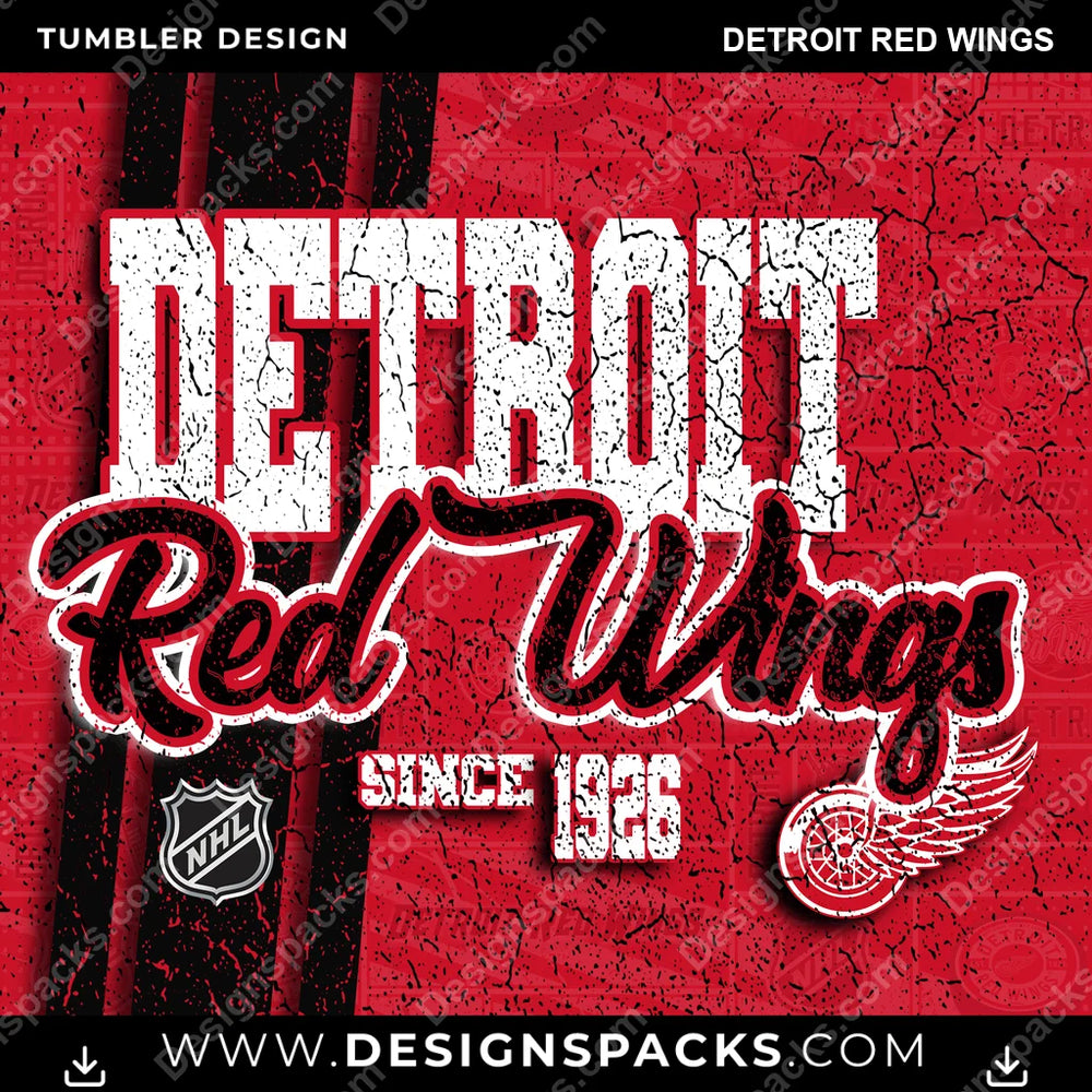 Hockey Grunge Detroit Red Wings NHL Hockey Tumbler Digital Wrap Design Download
