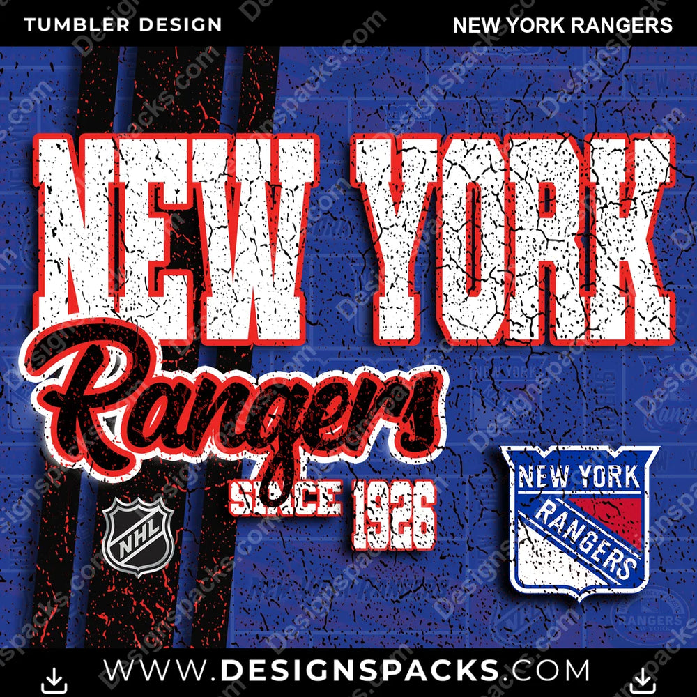 Hockey Grunge New York Rangers NHL Hockey Tumbler Digital Wrap Design Download