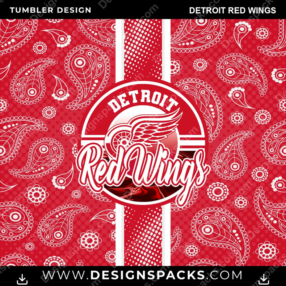Hockey Handkerchief Detroit Red Wings NHL Hockey Tumbler Digital Wrap Design Download