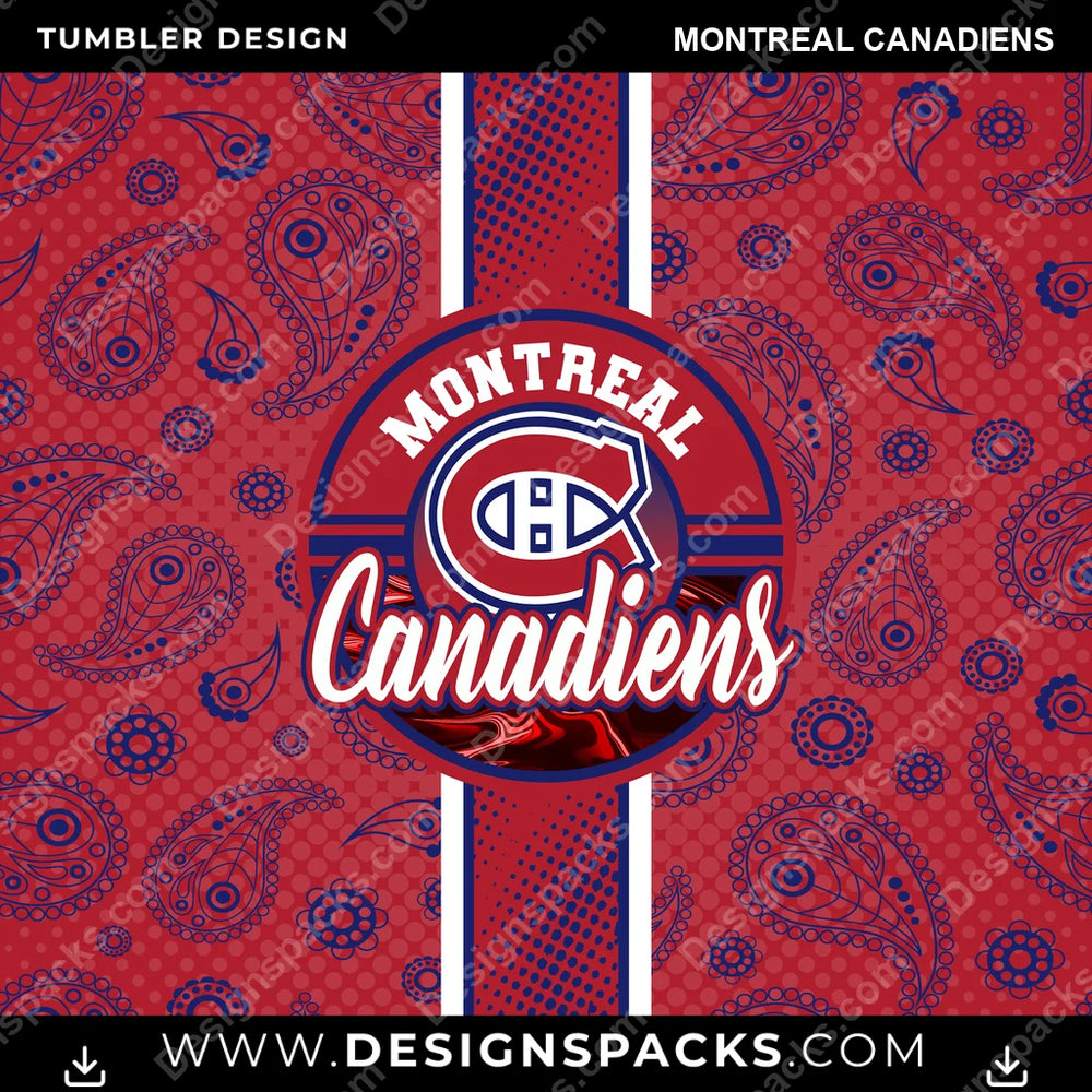 Hockey Handkerchief Montreal Canadiens NHL Hockey Tumbler Digital Wrap Design Download
