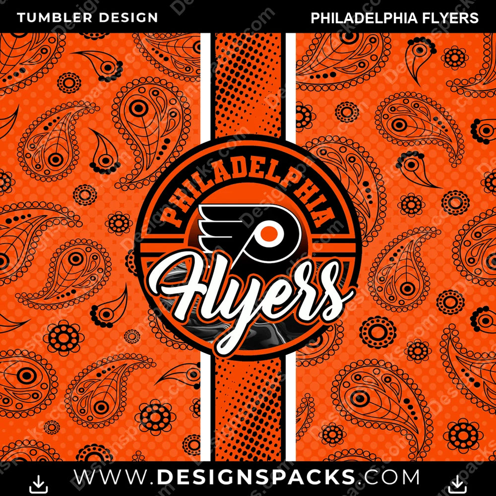 Hockey Handkerchief Philadelphia Flyers NHL Hockey Tumbler Digital Wrap Design Download