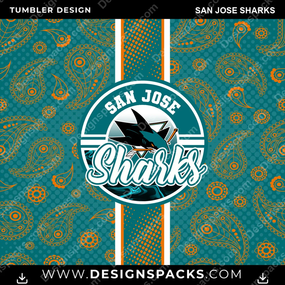 Hockey Handkerchief San Jose Sharks NHL Hockey Tumbler Digital Wrap Design Download