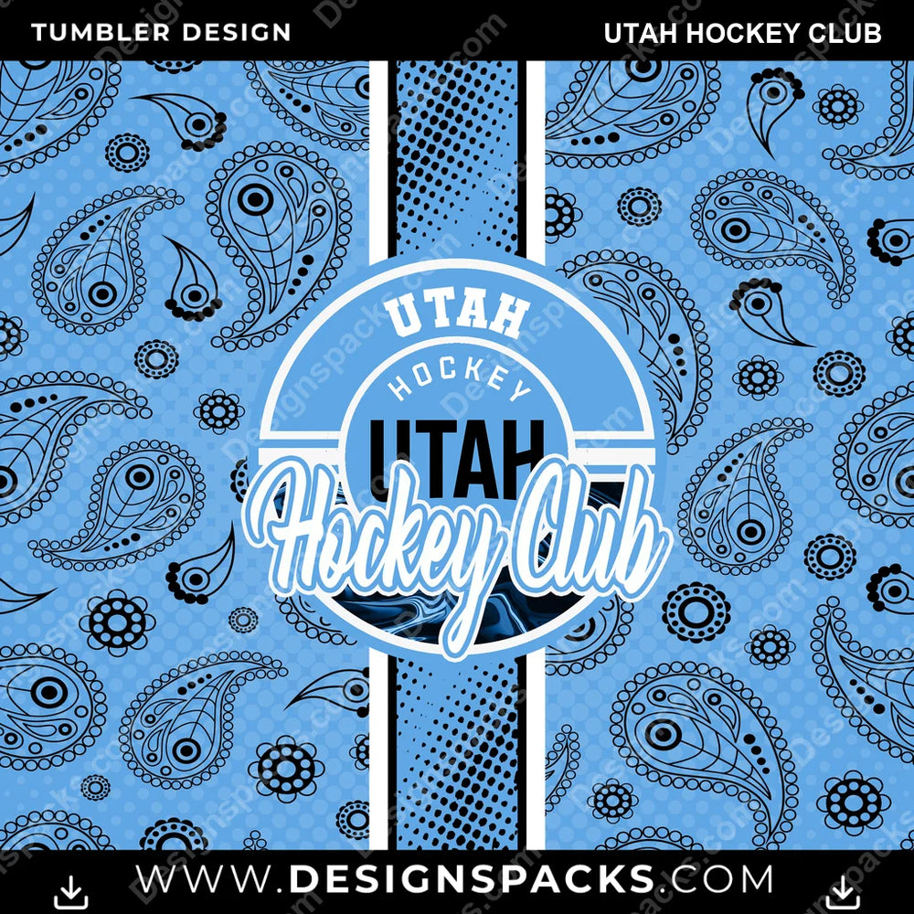 Hockey Handkerchief Utah Club NHL Hockey Tumbler Digital Wrap Design Download