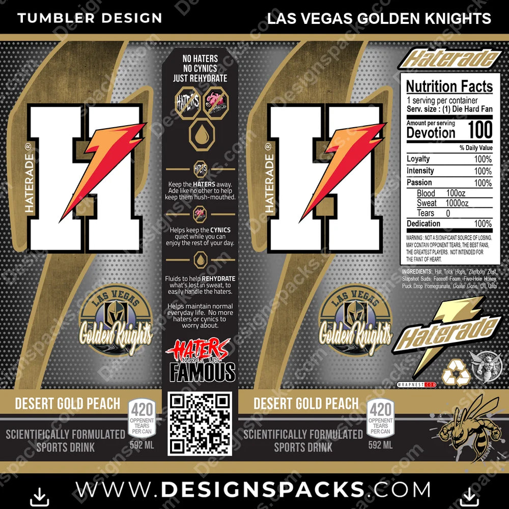 Hockey Haterade Las Vegas Golden Knights NHL Hockey Tumbler Digital Wrap Design Download